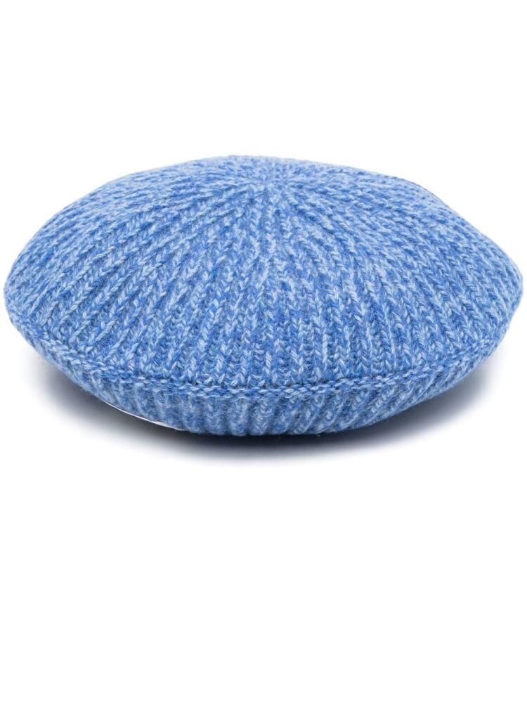 GANNI ribbed-knit wool beret - Blue Cover