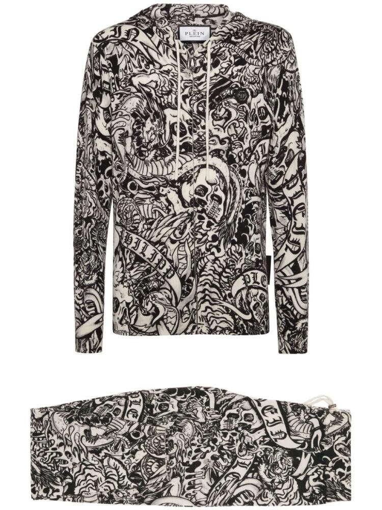 Philipp Plein Tattoo all over-print cashmere tracksuit set - Black Cover