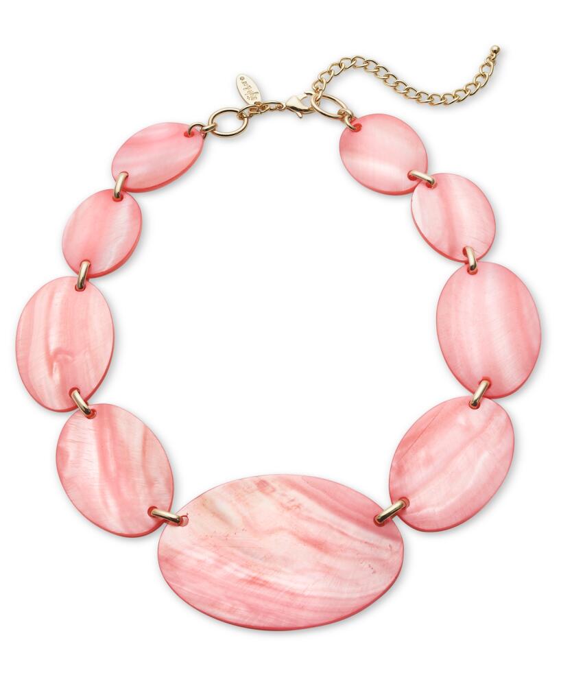 Style & Co Gold-Tone Rivershell Statement Necklace, 18-1/2" + 3" extender, Created for Macy's - Coral Cover