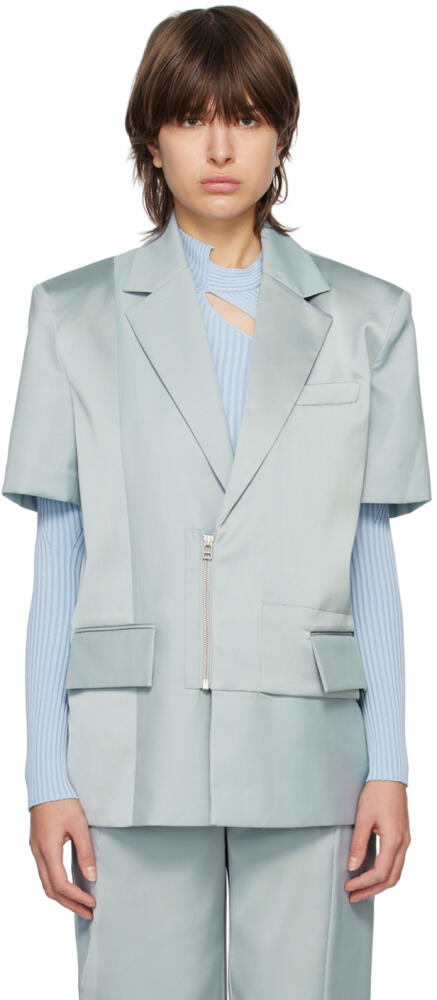 Feng Chen Wang Gray Short Sleeve Blazer Cover