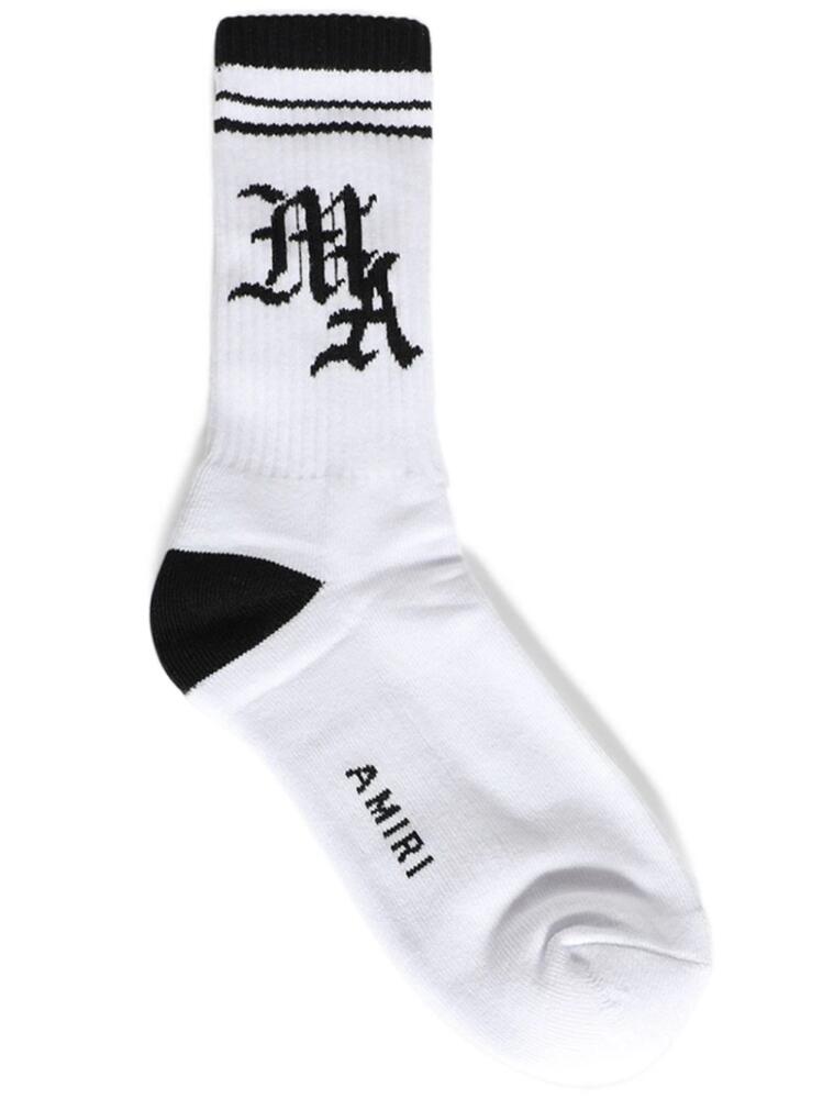 AMIRI MA Varsity logo-intarsia cotton socks - White Cover