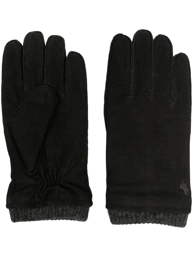 Polo Ralph Lauren ribbed-trim leather gloves - Black Cover