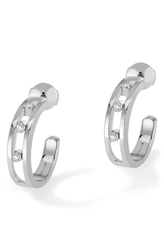 Messika Creoles Move Huggie Hoop Earrings in White Gold Cover