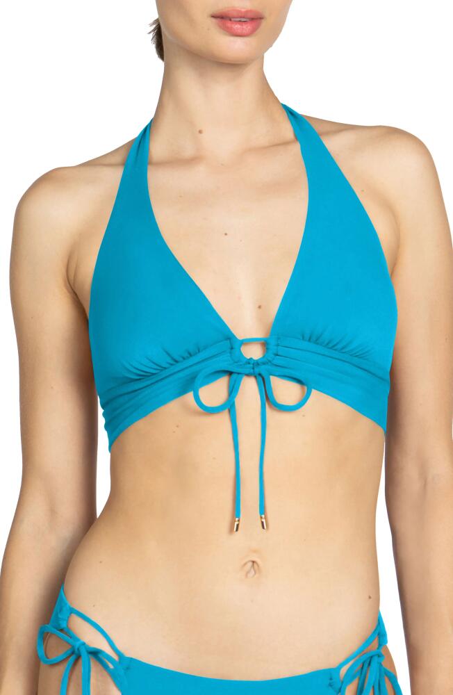 Robin Piccone Aubrey Halter Top in Cyan Blue Cover