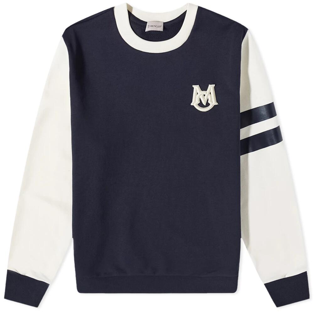 Moncler Men's Heritage Logo Crew Sweat in Navy Cover