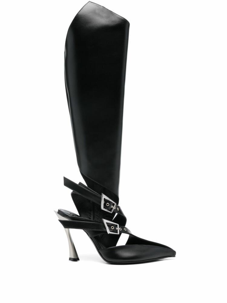 Mugler 95mm buckled leather boots - Black Cover