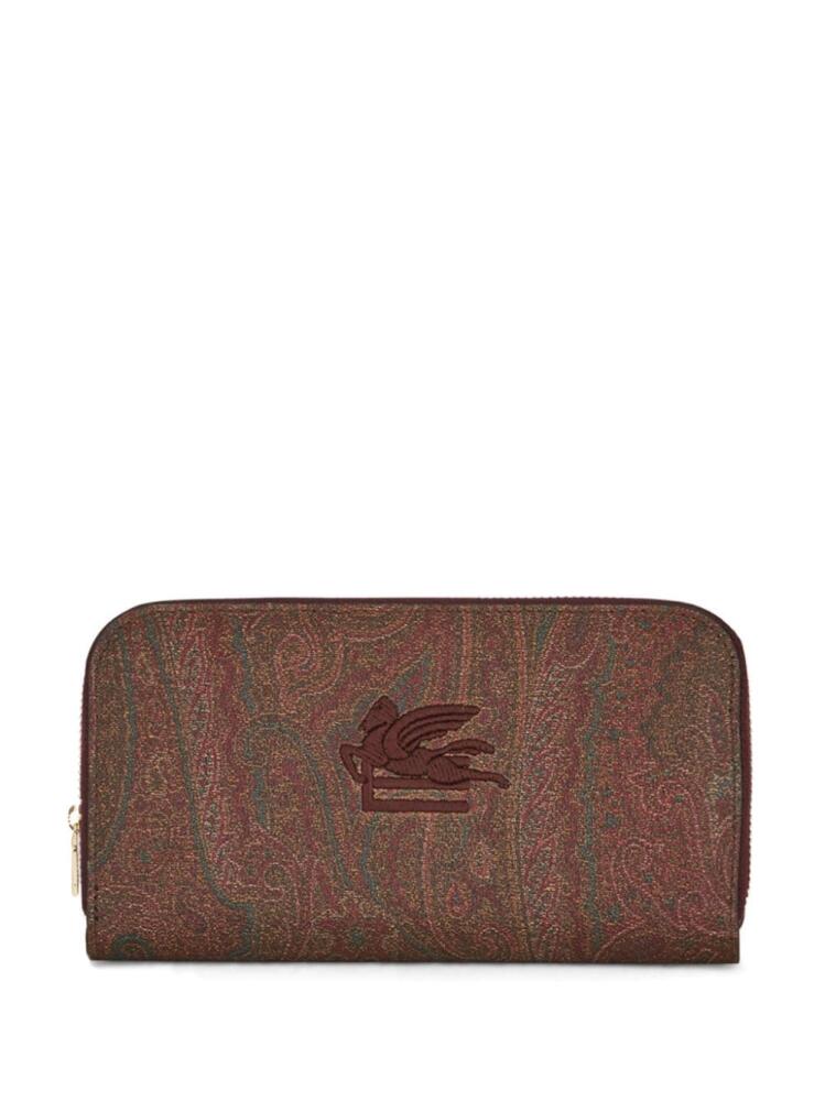 ETRO logo-embroidered leather wallet - Brown Cover