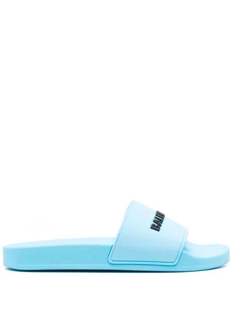 Balenciaga raised-logo slides - Blue Cover