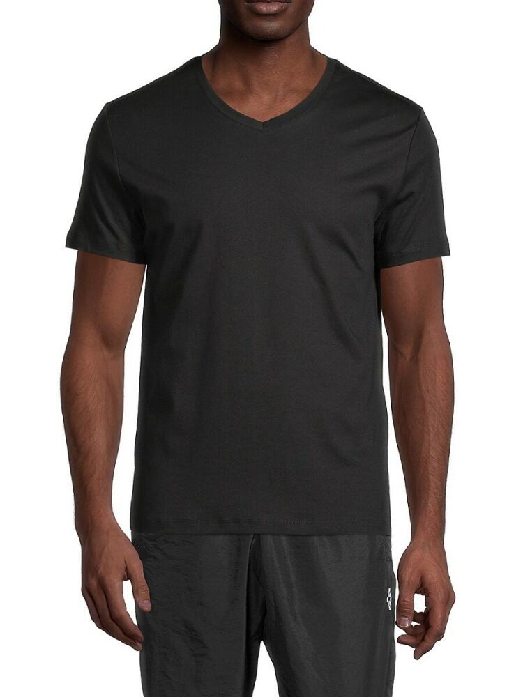 Saks Fifth Avenue Men's Ultraluxe V-Neck Tee Shirt - Black Cover