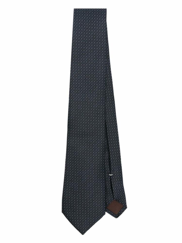 Canali patterned-jacquard silk tie - Blue Cover