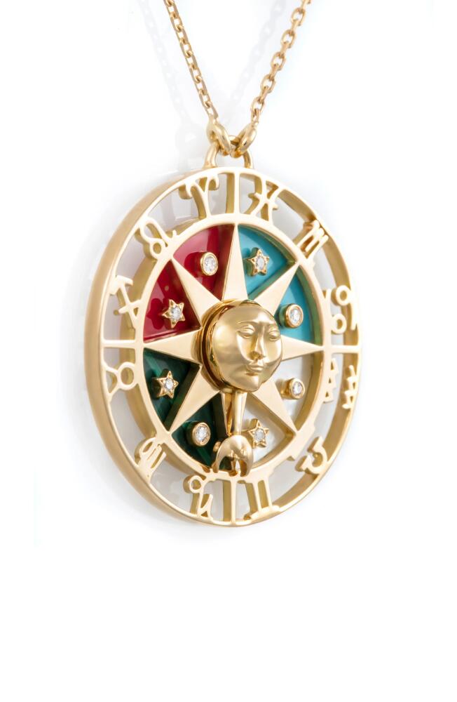 L'Atelier Nawbar Zodiac Wheel Pendant Necklace in Yellow Gold Multi Cover