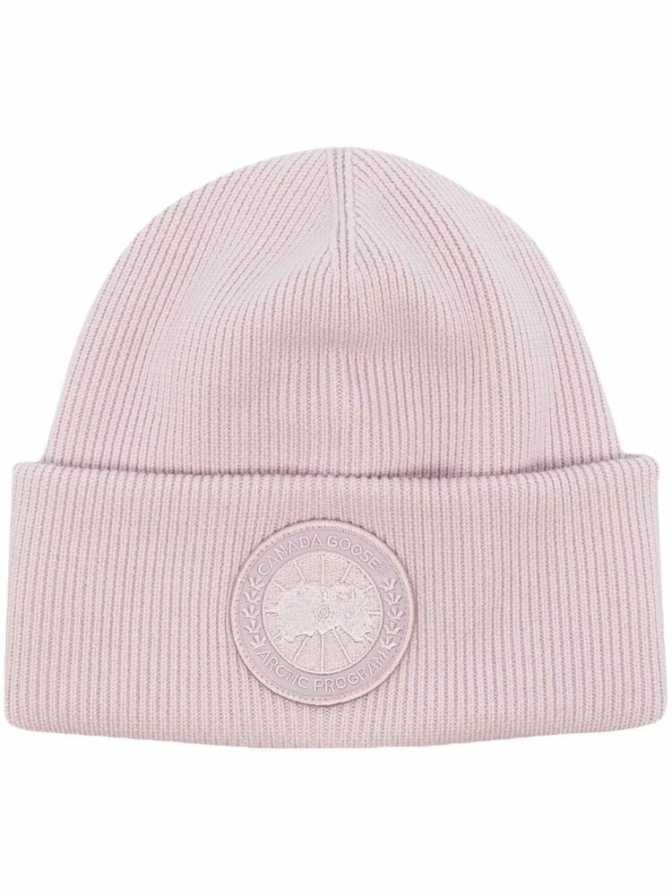 Canada Goose logo-patch cotton beanie - Pink Cover