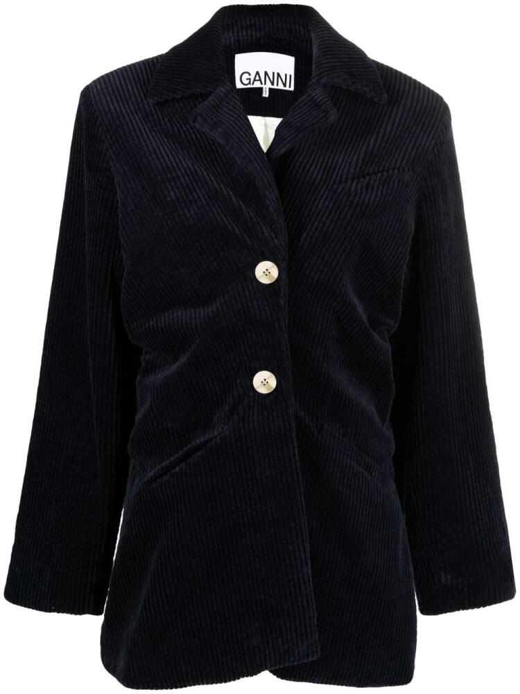 GANNI corduroy ruched jacket - Blue Cover