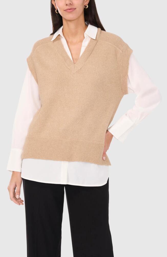 halogen(r) Layered Look Sweater Vest in Coastal Beige Cover