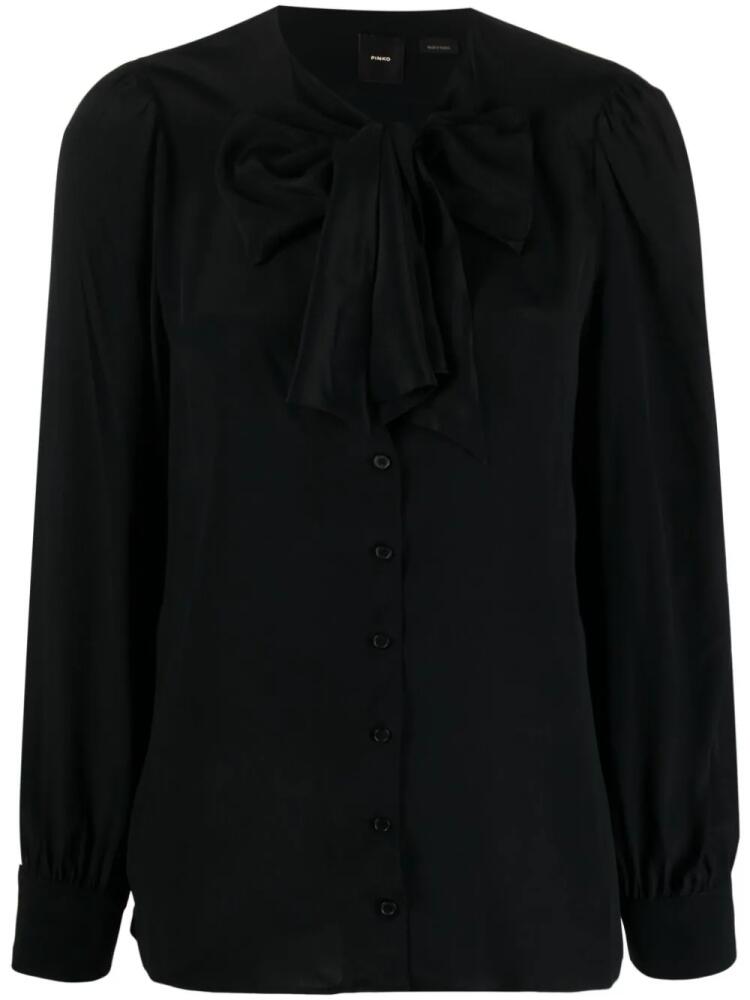 PINKO long-sleeve pussy-bow shirt - Black Cover