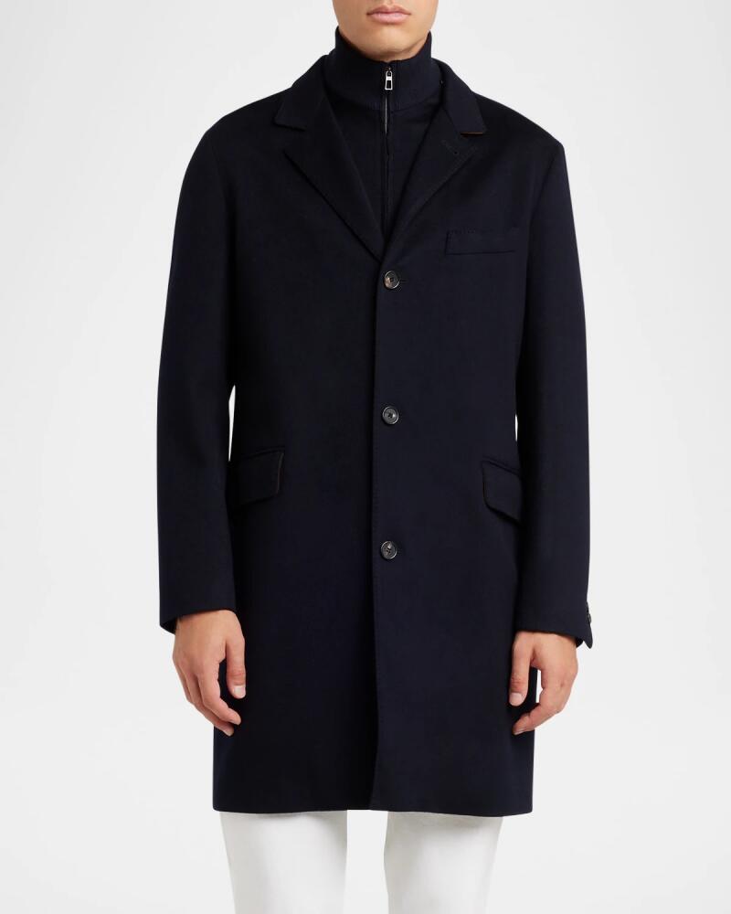 Loro Piana Men's Martingala Cashmere Overcoat with Inset Zip Cover