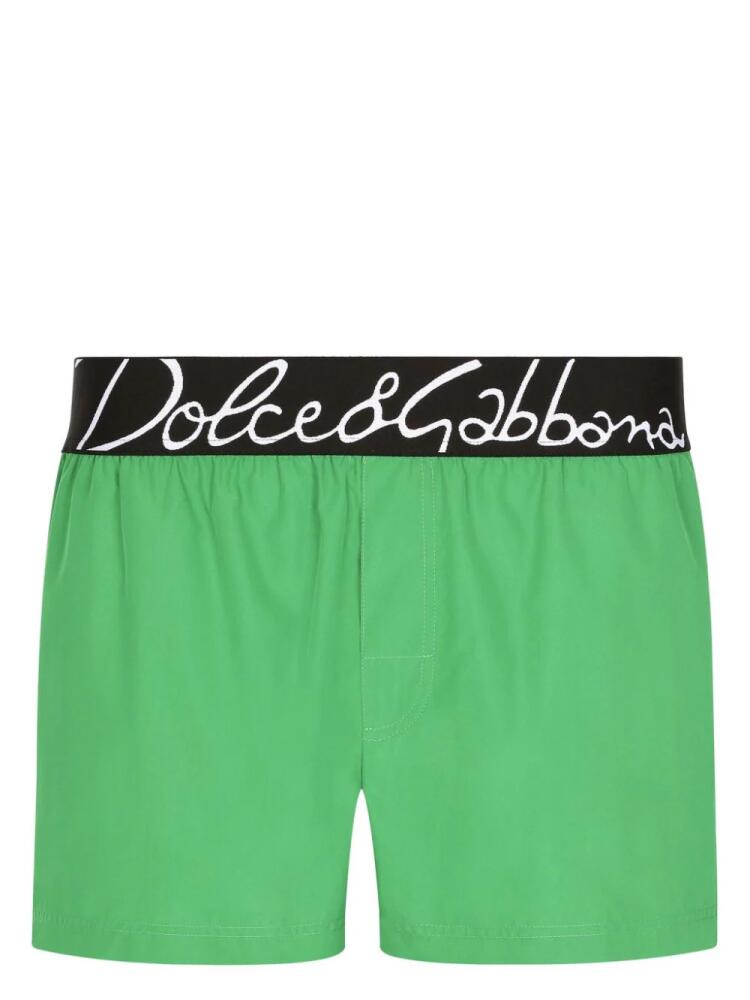 Dolce & Gabbana logo-waistband swim shorts - Green Cover