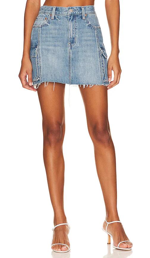 PISTOLA Rhea Cargo Mid Rise Mini Skirt in Denim-Medium Cover