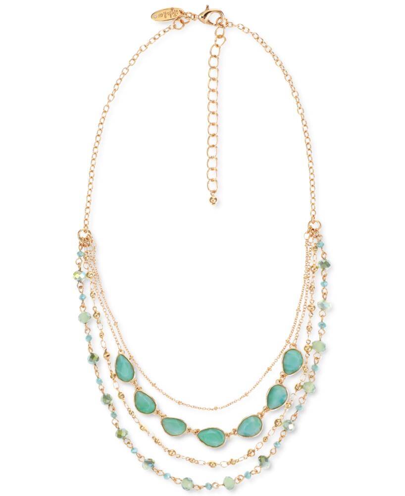 Style & Co Gold-Tone Color Stone & Bead Layered Strand Necklace, 17" + 3" extender, Created for Macy's - Green Cover