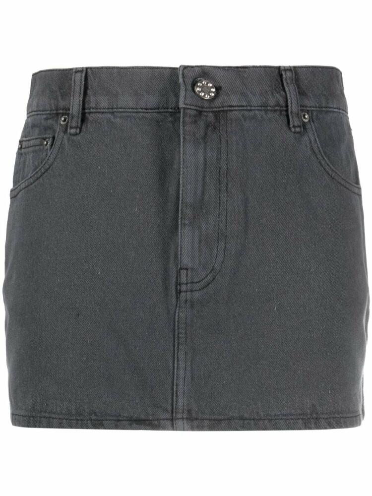 ROTATE BIRGER CHRISTENSEN logo-patch denim skirt - Grey Cover