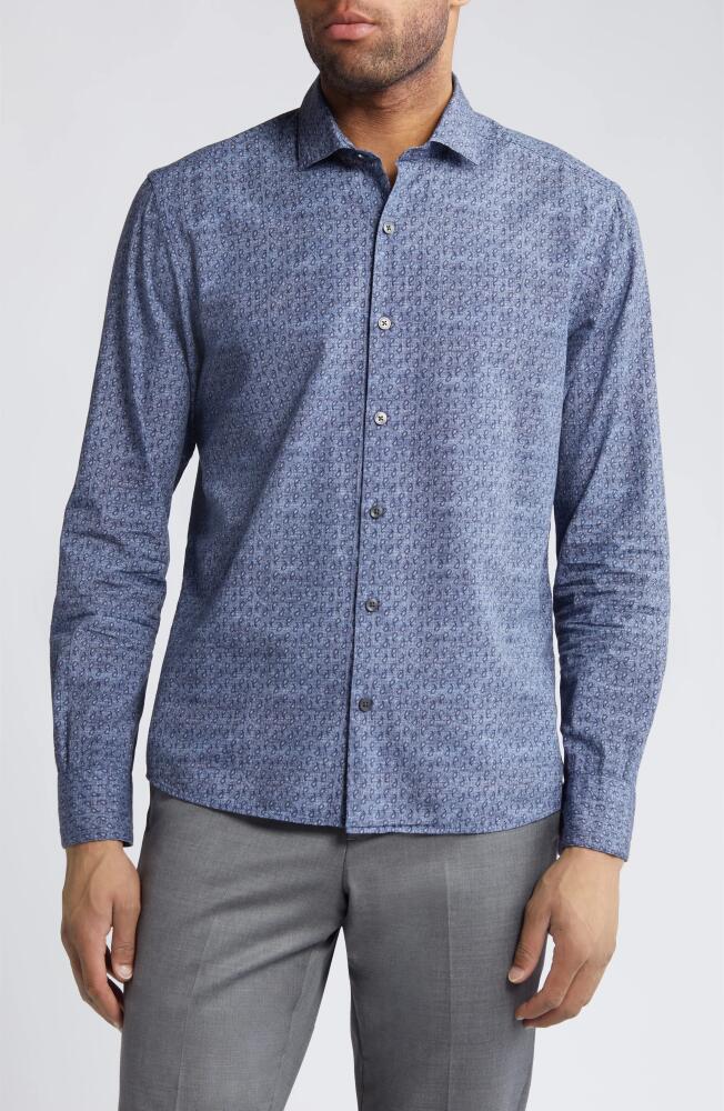 Robert Barakett Newpine Paisley Cotton Button-Up Shirt in Blue Cover