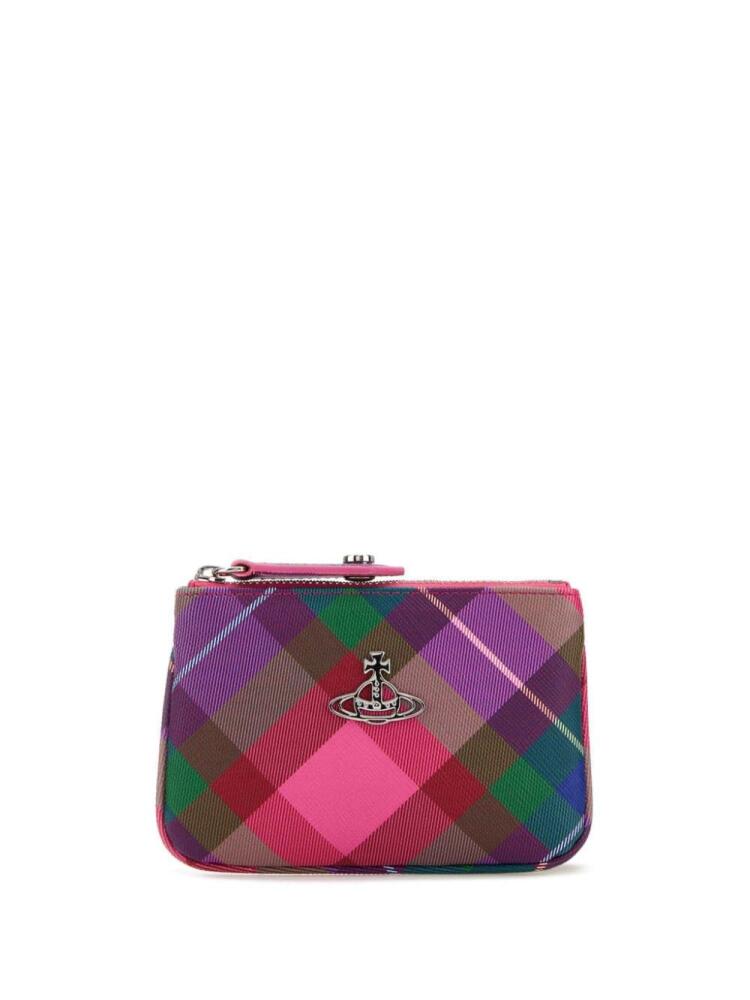 Vivienne Westwood tartan leather coin purse - Pink Cover