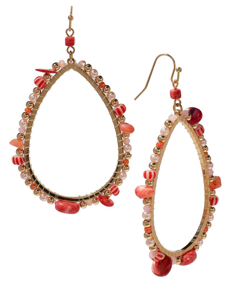 Style & Co Mixed Bead Open Drop Statement Earrings, Created for Macy's - Coral Cover