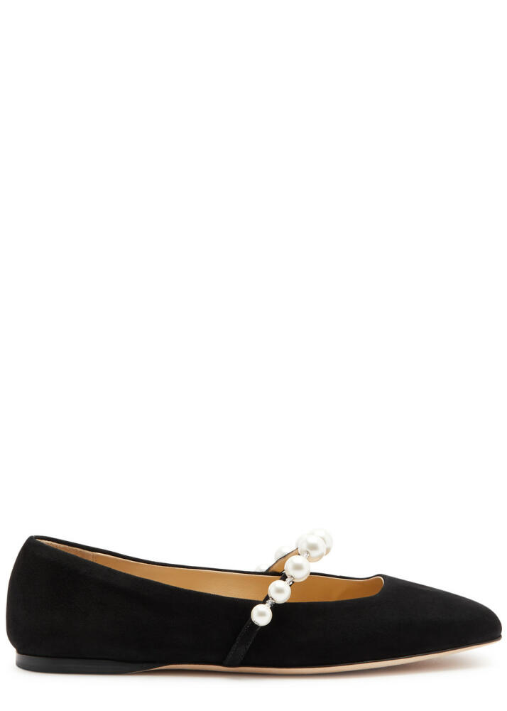 Jimmy Choo Ade Embellished Suede Ballet Flats - Black Cover