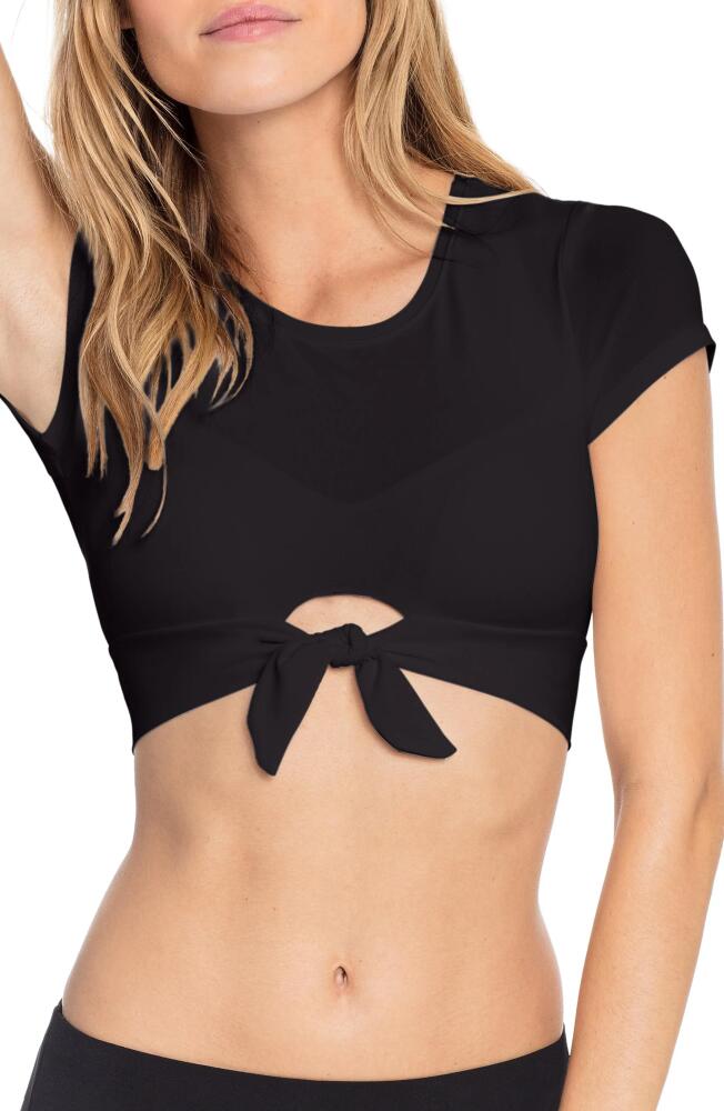 Robin Piccone Ava Knot Front Tee Bikini Top in Black Cover