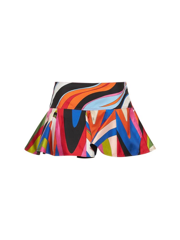 PUCCI Silk Crepe Printed Frill Mini Skirt Cover