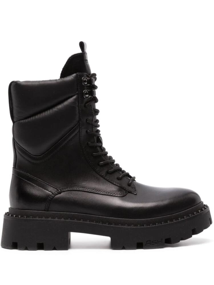 Ash lace-up combat leather boots - Black Cover