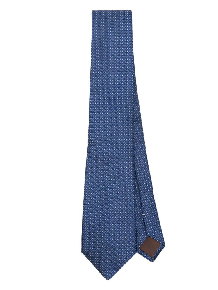 Canali geometric-pattern silk tie - Blue Cover