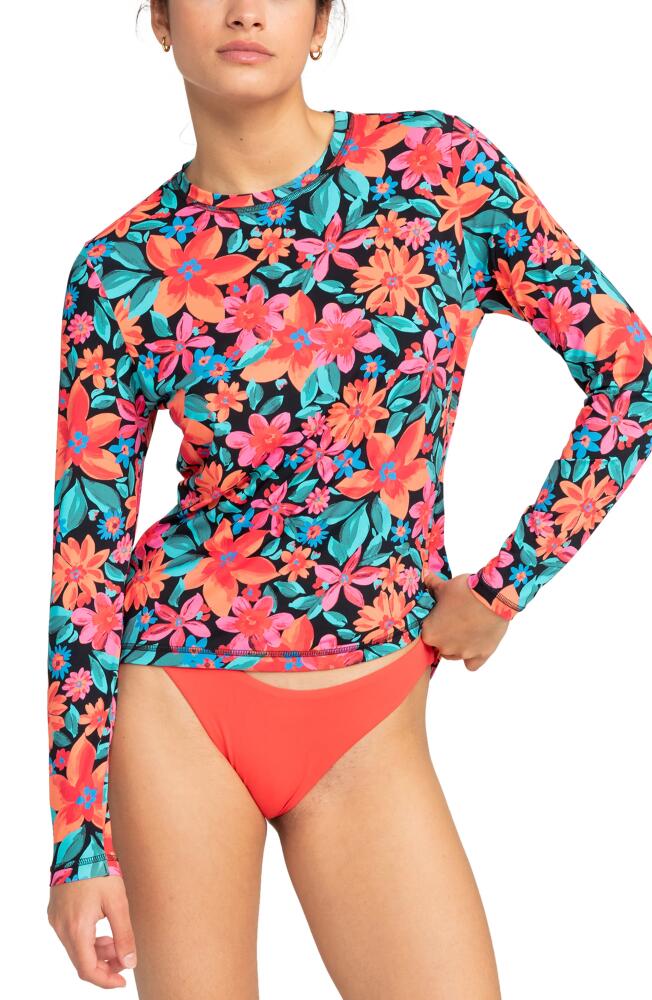 Roxy Sea Skippin' Long Sleeve Rashguard in Anthracite Floral Cover