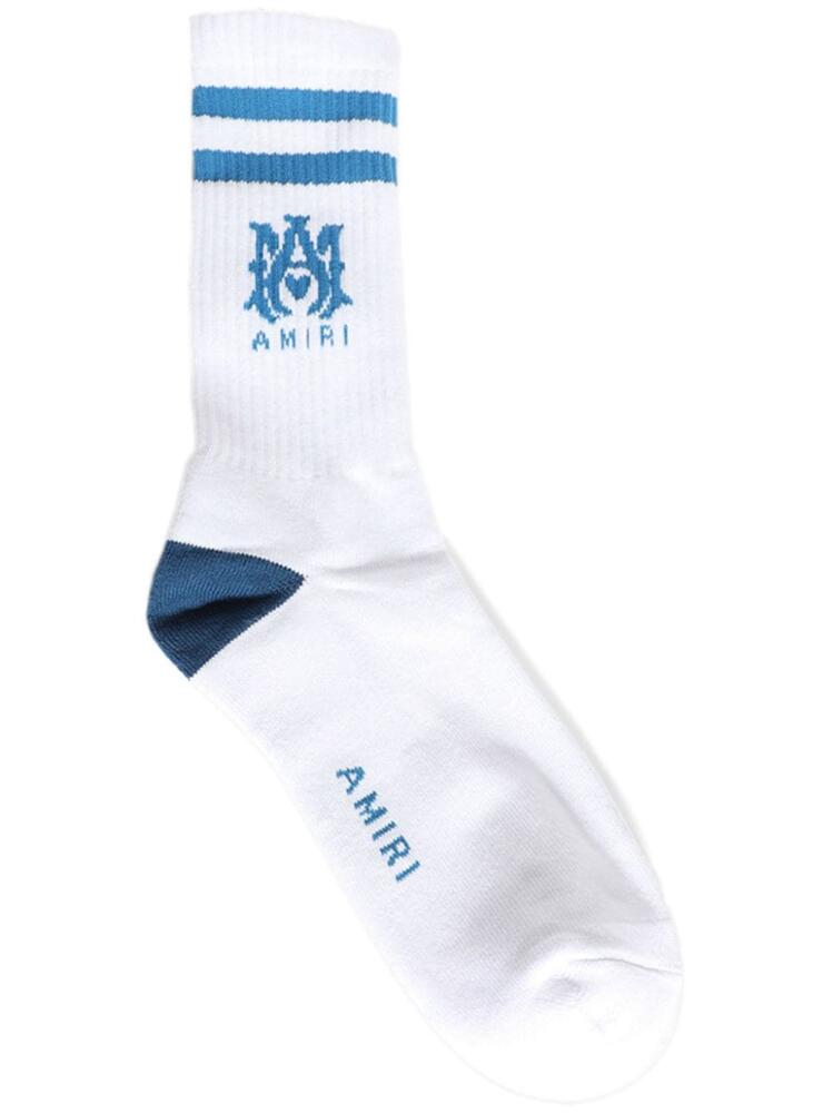 AMIRI MA Stripe logo-intarsia socks - White Cover