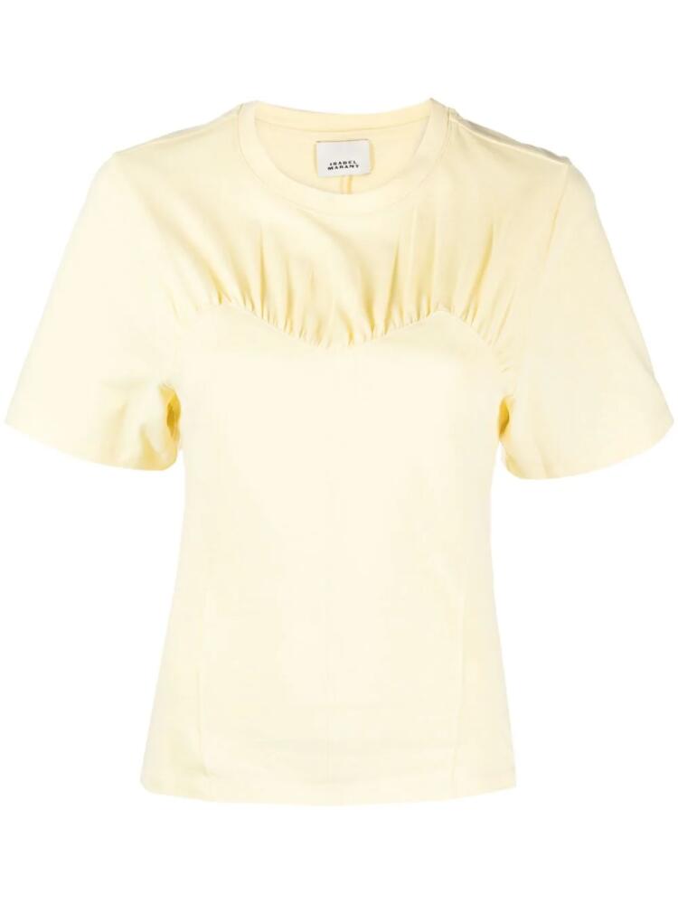 ISABEL MARANT gathered-detail organic cotton T-shirt - Yellow Cover