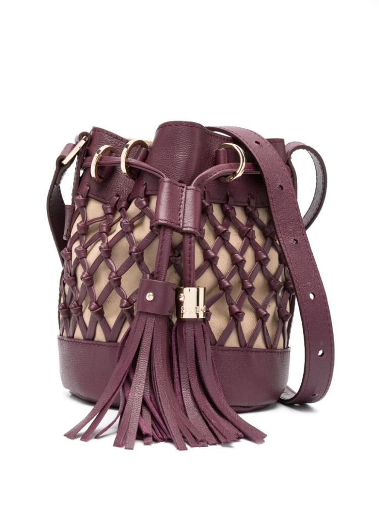 See by Chloé logo-debossed leather bucket bag - Purple Cover