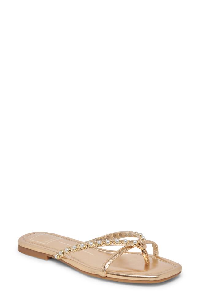 Dolce Vita Lucca Imitation Pearl Flip Flop in Gold Pearls Cover