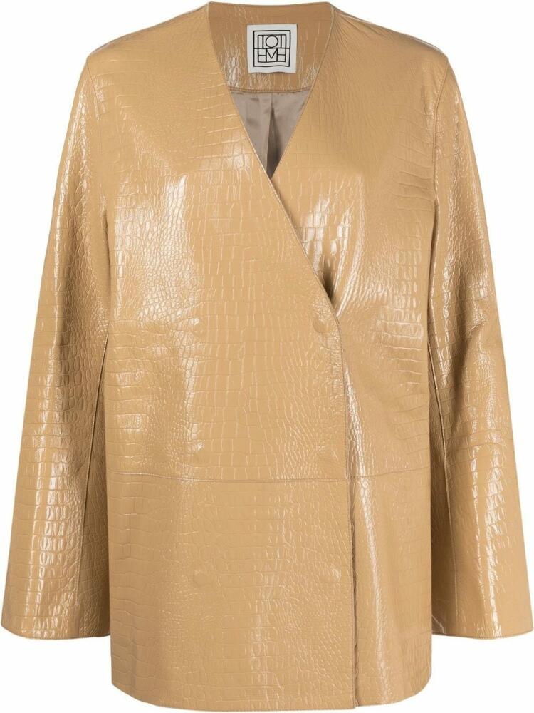 TOTEME crocodile-embossed single-breasted blazer - Neutrals Cover