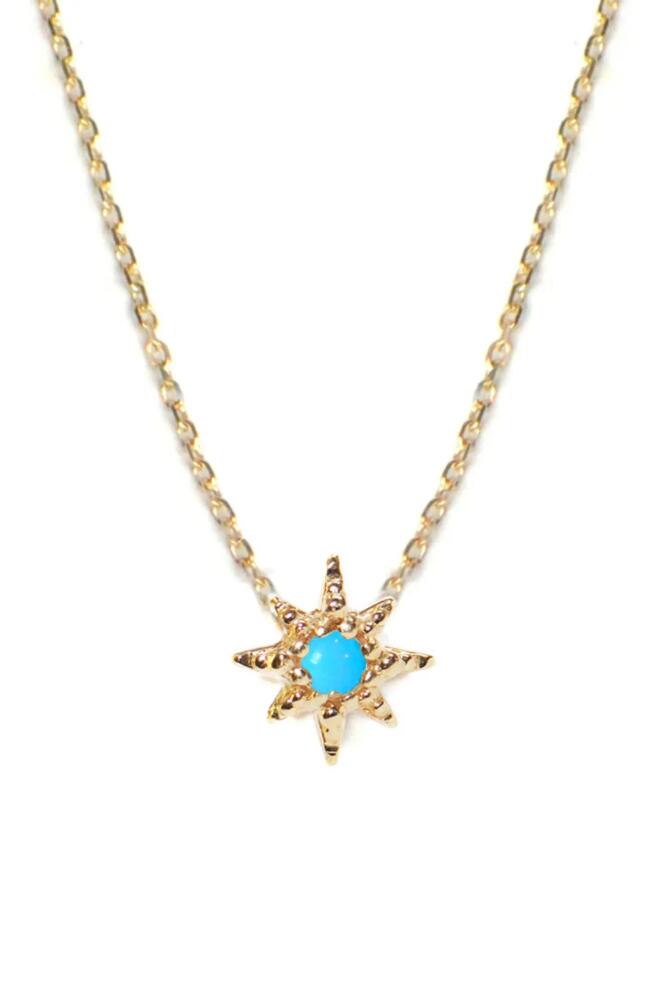 Anzie Starburst Turquoise Pendant Necklace in Gold Cover