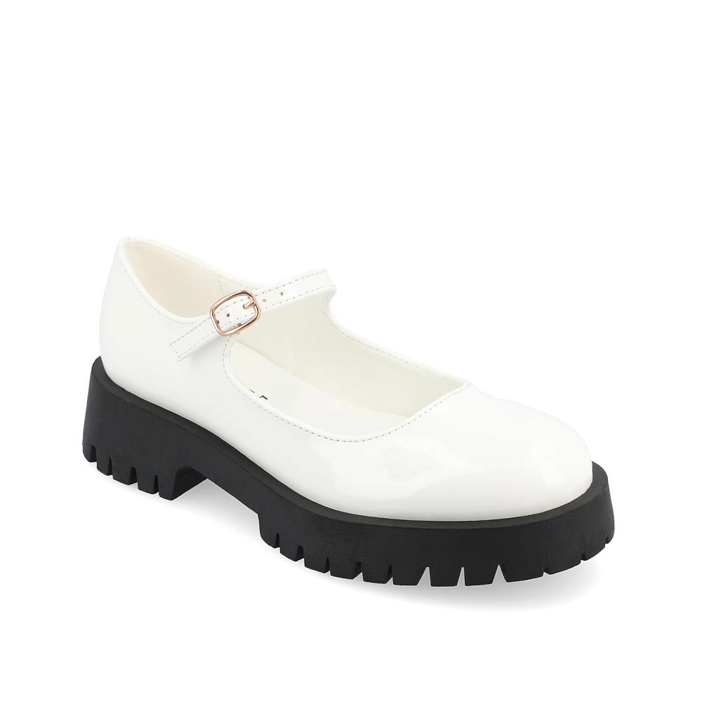 Journee Collection Wide Width Kamie Mary Jane Loafer | Women's | White Patent Cover