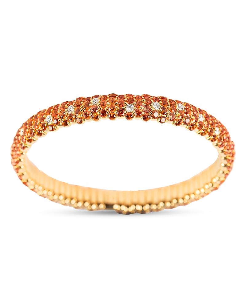 Zydo 18K Yellow Gold Orange Sapphire & Diamond Domed Stretch Bracelet Cover