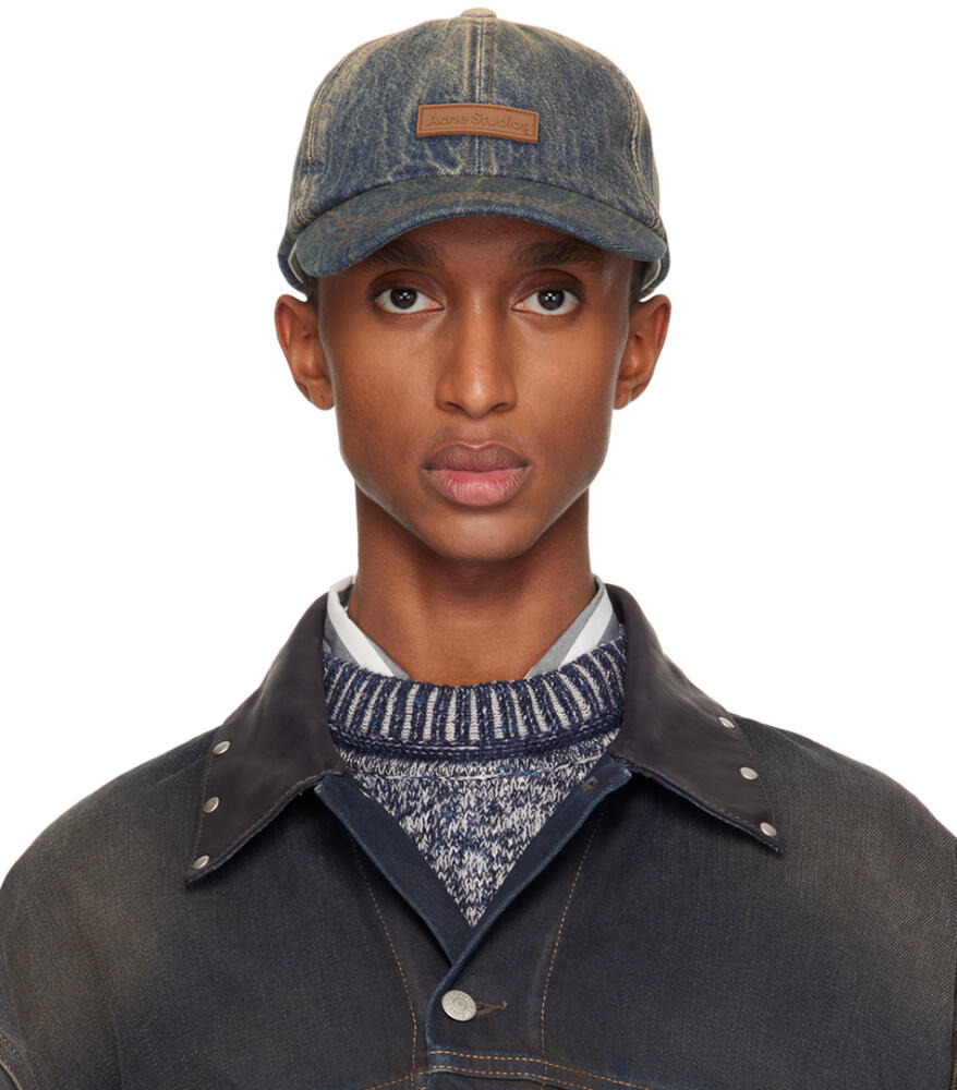 Acne Studios Blue Denim Logo Cap Cover