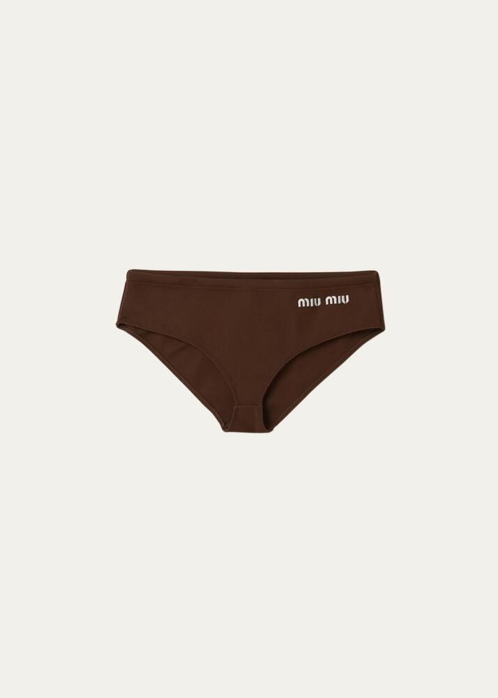 Miu Miu Logo-Embroidered Bikini Bottoms Cover