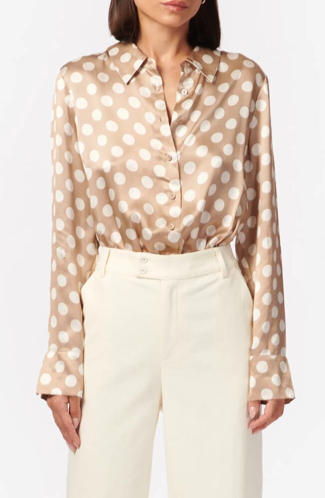 CAMI NYC Ursula Polka Dot Long Sleeve Silk Bodysuit in Macro Dot Cover