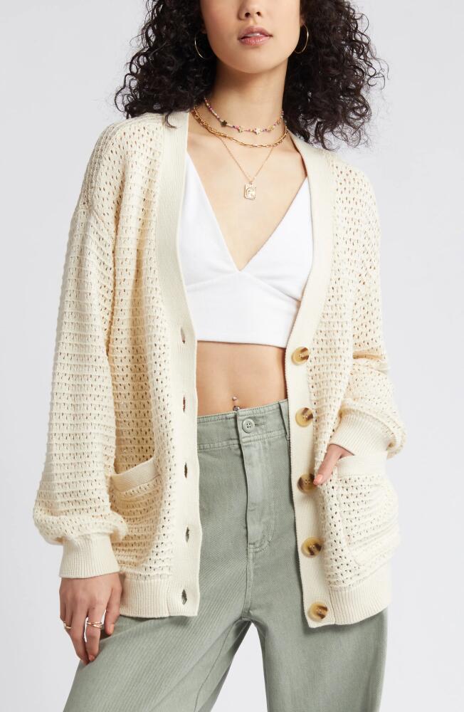 BP. Oversize Open Stitch Cardigan in Beige Angora Cover