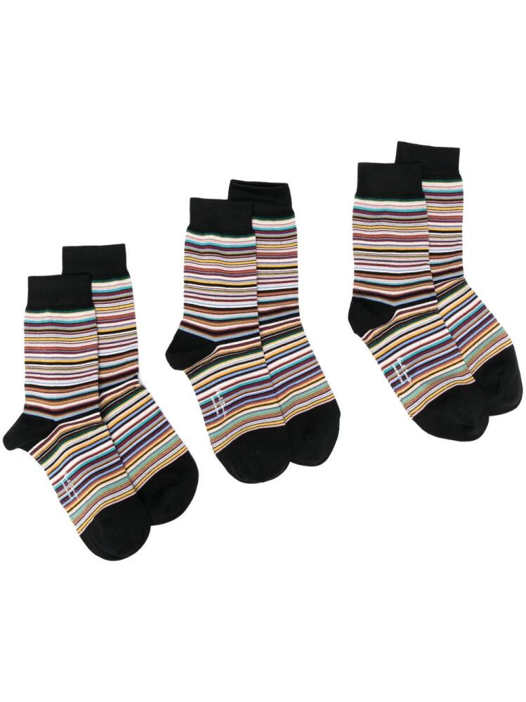 Paul Smith intarsia-knit striped socks (three pack) - Black Cover