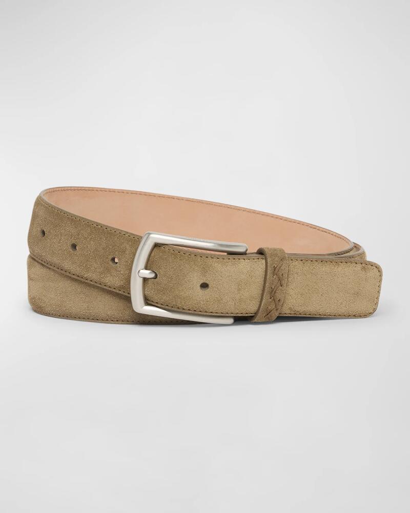 ZEGNA Men's Triple Stitch Leather Belt Cover