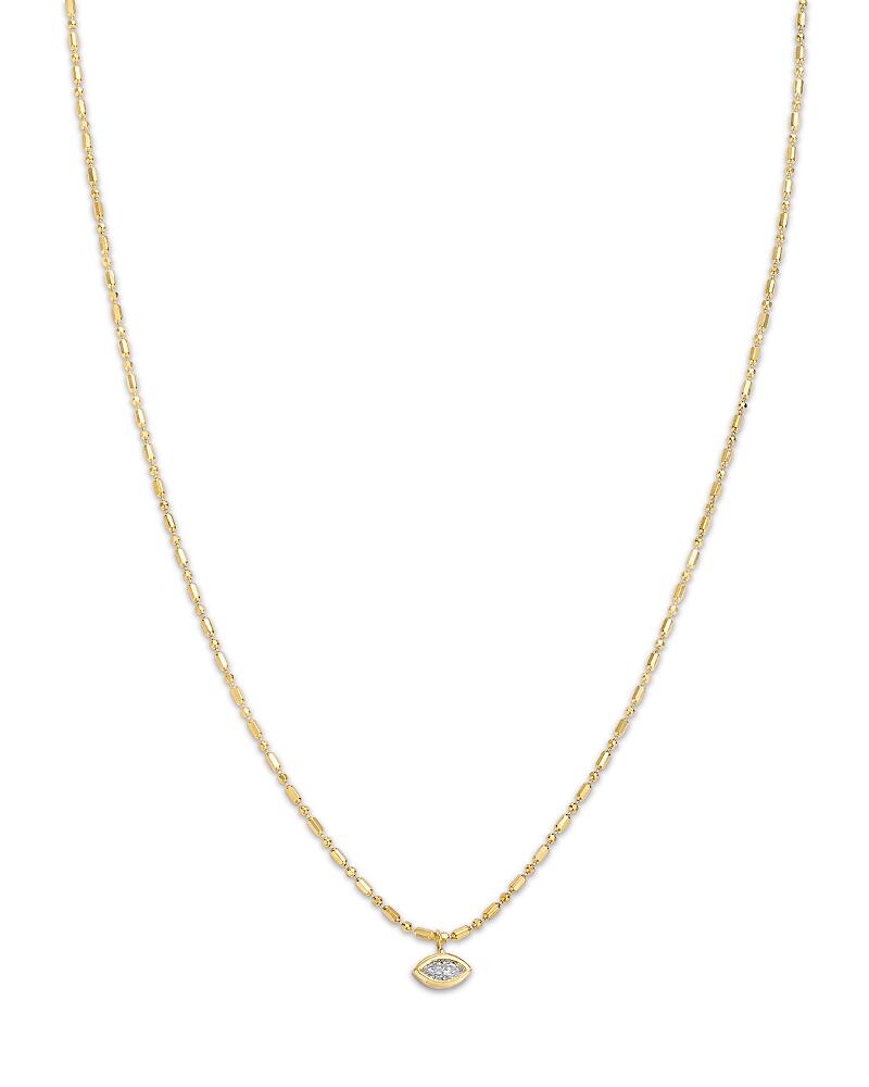 Zoe Chicco 14K Yellow Gold Paris Diamond Marquis Bezel Pendant Necklace, 16 Cover