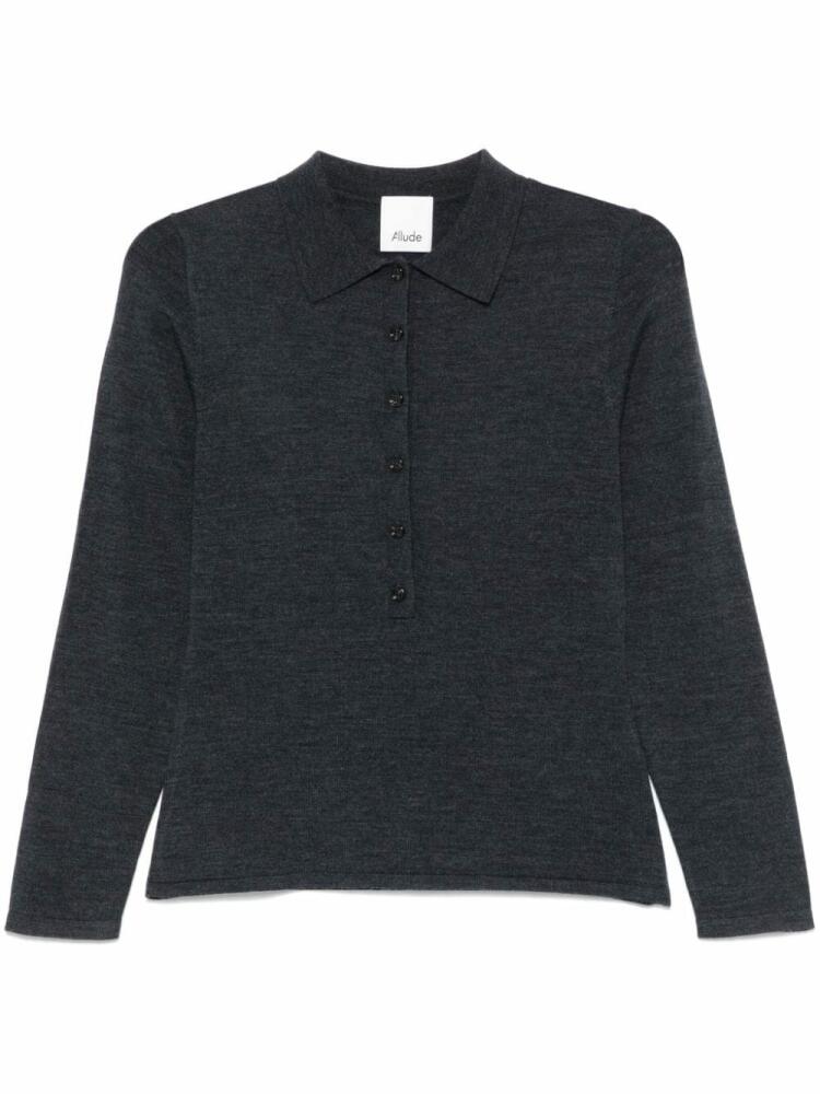 Allude fine-knit polo top - Grey Cover