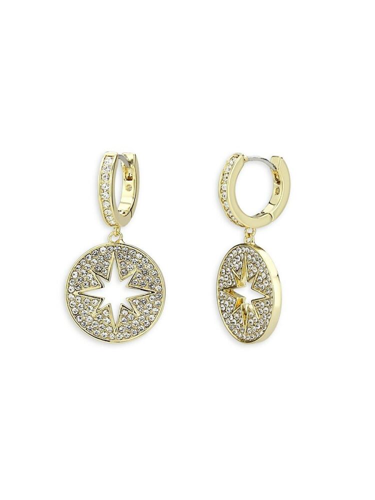 SAVIENE Women's 18K Goldplated & Cubic Zirconia Celestial Compass Hoop Earrings Cover